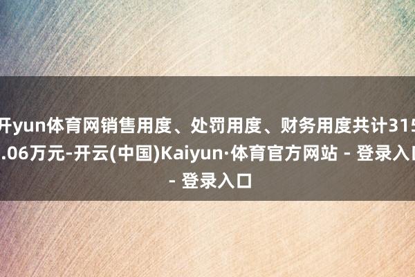 开yun体育网销售用度、处罚用度、财务用度共计3151.06万元-开云(中国)Kaiyun·体育官方网站 - 登录入口